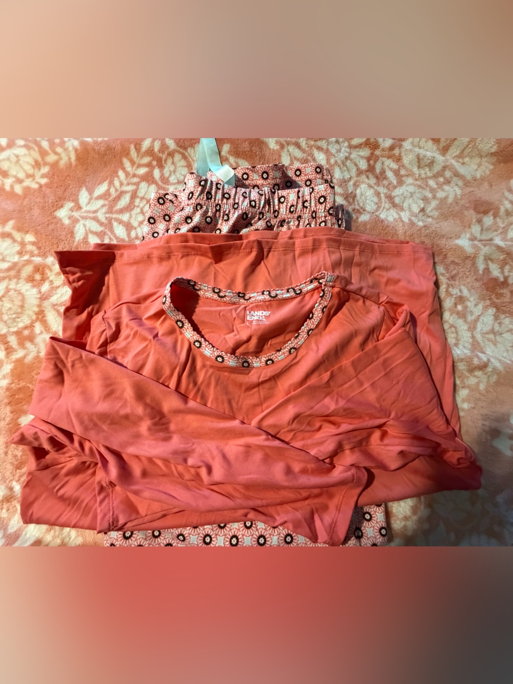 Lands' End Pink Floral Cotton Pajama Shorts